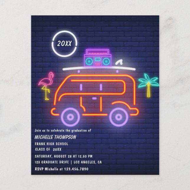 Neon Signs Graduation Party für Retro Camper Flyer (Vorne)