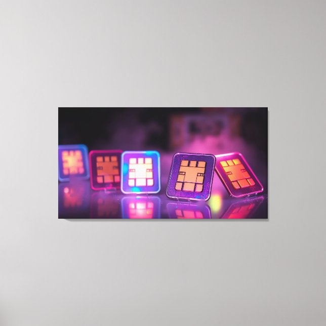 Neon-SIM-Raster Leinwanddruck (Vorderseite)