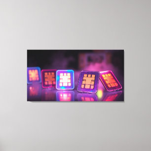 Neon-SIM-Raster Leinwanddruck