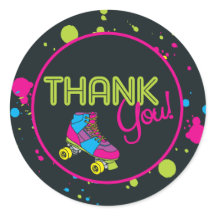 Neon Skate Party Vielen Dank Stickers