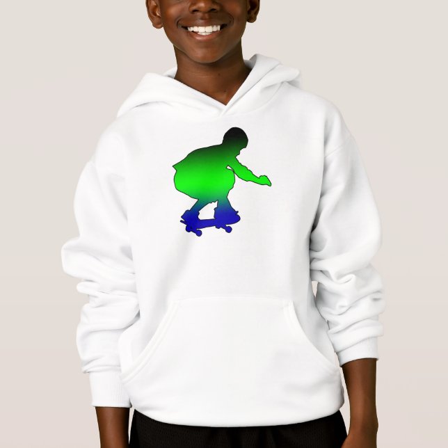Neon Skateboarder Jungs Hoodie (Vorderseite)