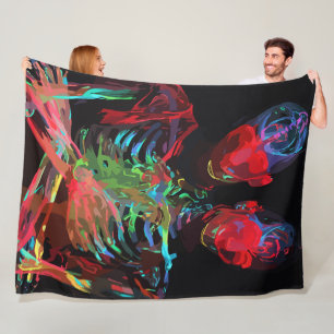 Neon Skeleton Embrace Kunstfusion Fleecedecke