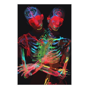 Neon Skeleton Embrace Kunstfusion Fotodruck