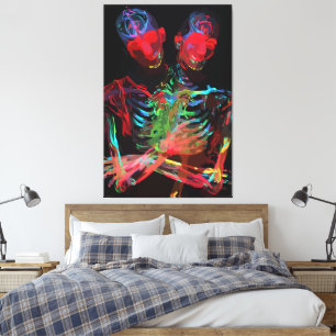 Neon Skeleton Embrace Kunstfusion Leinwanddruck