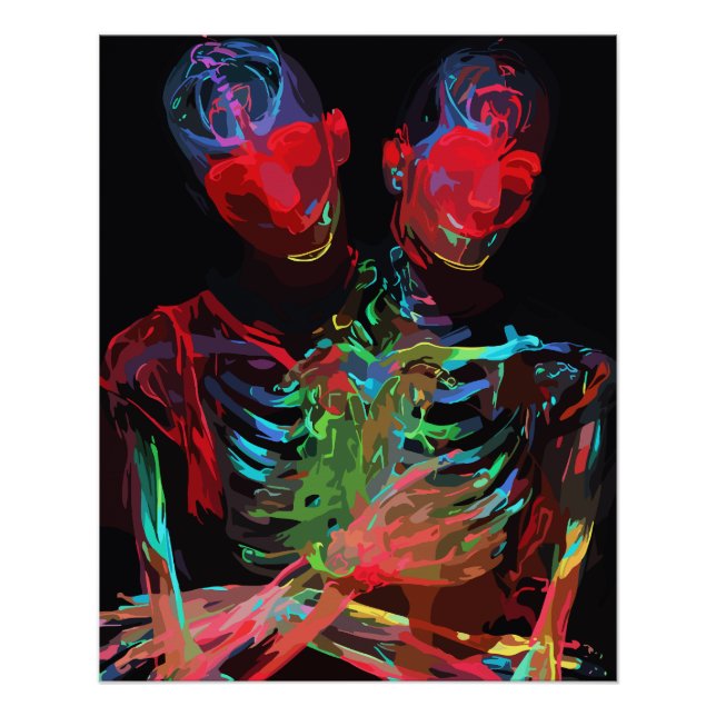 Neon Skeleton Embrace Kunstfusion Poster (Vorderseite)
