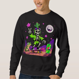 Neon-Skelett-Skateboarder-Rebell-Cartoon Sweatshirt