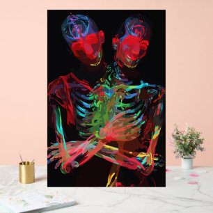 Neon-Skelett-Umarmung-Kunstfusion Acrylschild