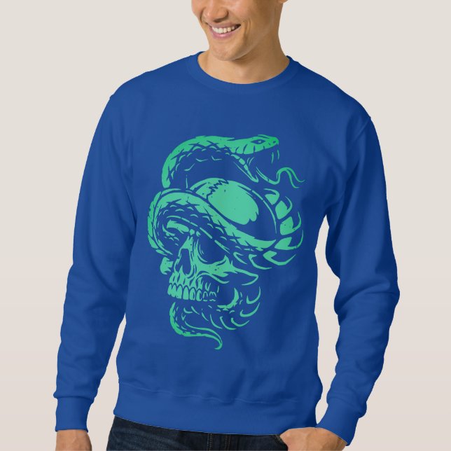 Neon Skull and Snake Gothic Art Sweatshirt (Vorderseite)