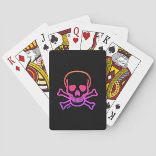 Neon Skull Black Poker Spielkarten