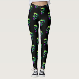 Neon Skull Cauldron Spuk Gothon Halloween-Party Leggings
