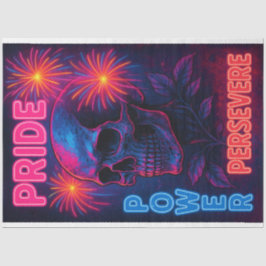 Neon Skull Empowerment von Wörtern Stolz Dekoupage Seidenpapier