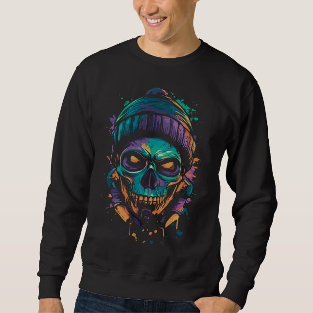 Neon Skull: Graffiti Glow Sweatshirt (Vorderseite)