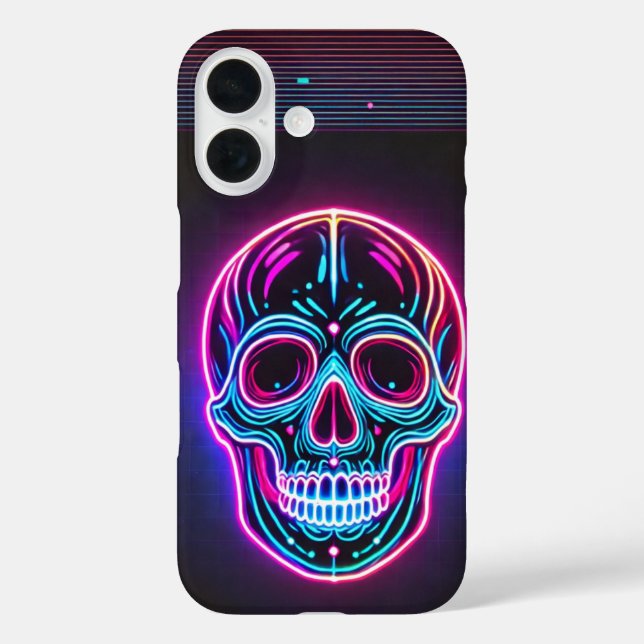 Neon Skull iPhone 16 Hülle (Rückseite)