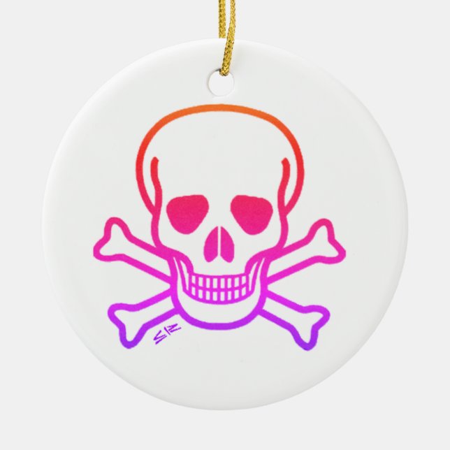 Neon Skull Keramik Ornament (Vorne)