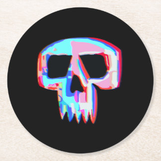 Neon Skull Runder Pappuntersetzer