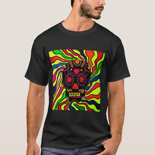 Neon Skull - Schwarz T-Shirt (Vorderseite)