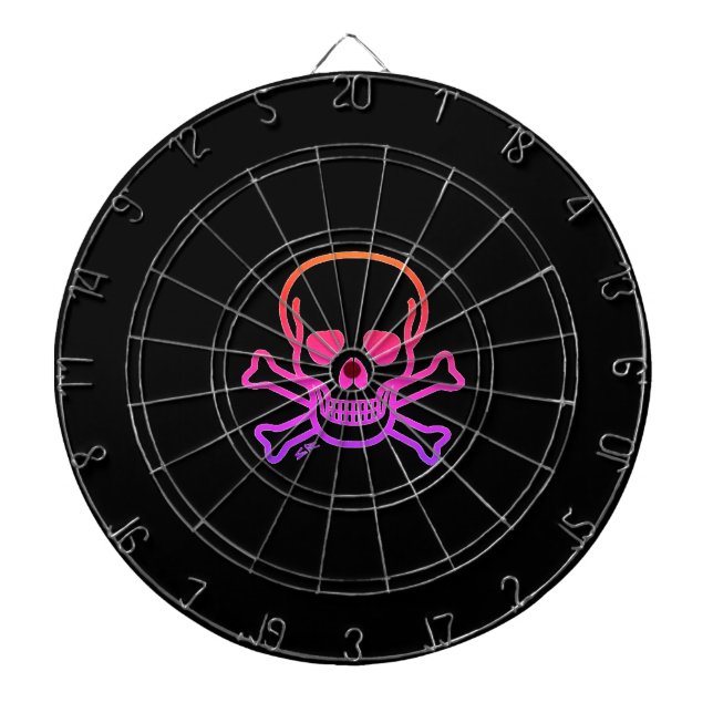 Neon Skull schwarze Dartboard Dartscheibe (vorne)