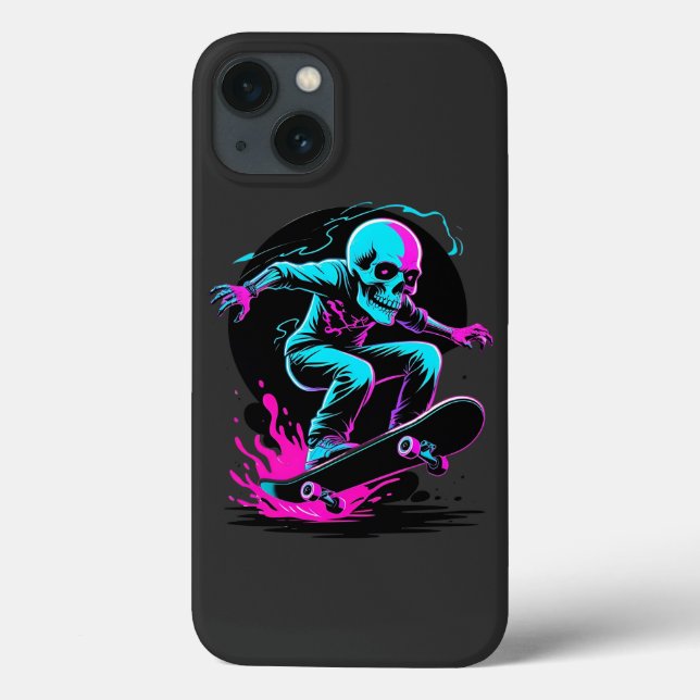 Neon Skull Skateboard Art - Edgy Skater Design Case-Mate iPhone Hülle (Rückseite)