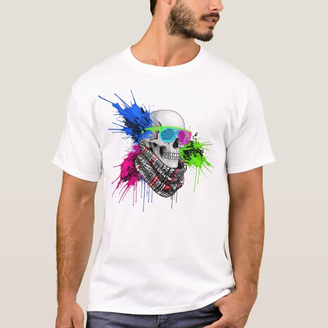 Neon Skull Streetwear Illustration T-Shirt (Vorderseite)
