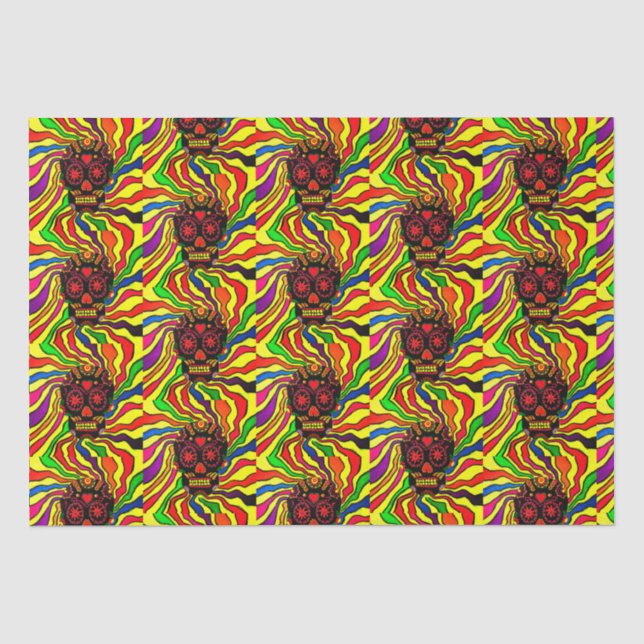 Neon Skull Tissue Paper Seidenpapier (Vorderseite)