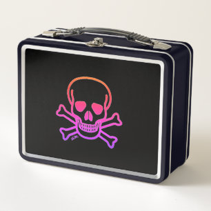 Neon Skull viele Schädel schwarze Lunchbox