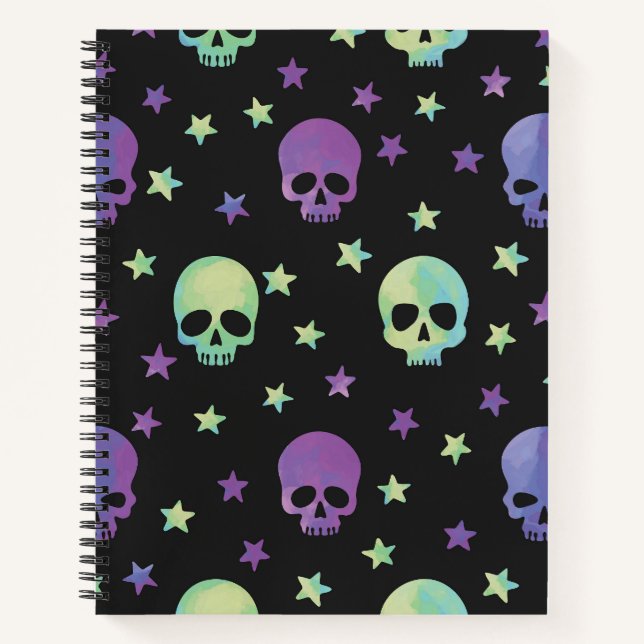 Neon Skulls Notizbuch (Vorderseite)