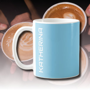Neon Sky Blue Solid Color   Klassisches Personalis Kaffeetasse