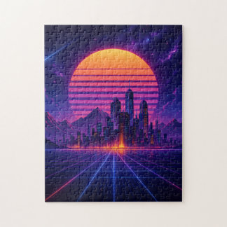Neon Skyline Horizon – Retro Synthwave Cityscape