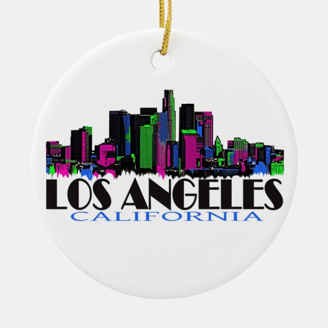 Neon-Skyline Los Angeless Kalifornien Keramik Ornament (Vorne)
