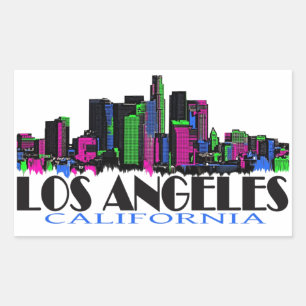 Neon-Skyline Los Angeless Kalifornien Rechteckiger Aufkleber