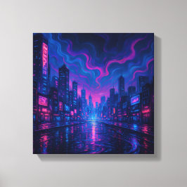 Neon Skyline Mirage Futuristische City Leinwand Ku
