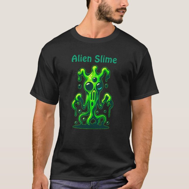 Neon Slime Monster - Coole, graue Alien Design T-Shirt (Vorderseite)