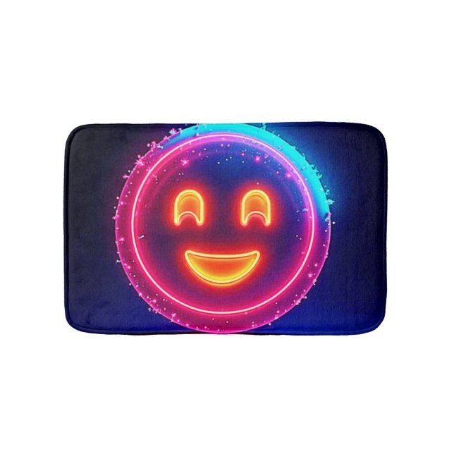 Neon Smile: Bright Happy Glow Design Badematte (Vorderseite)