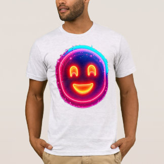 Neon Smile: Bright Happy Glow Design T-Shirt