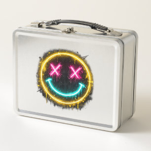 Neon Smiley Gesicht Metall Brotdose