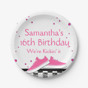 Neon Sneaker Birthday, Glitzer Pappteller