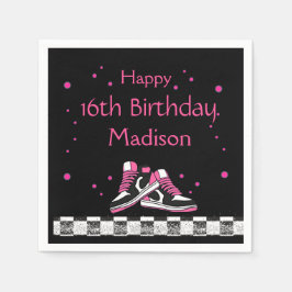 Neon Sneaker Birthday, Glitzer Serviette