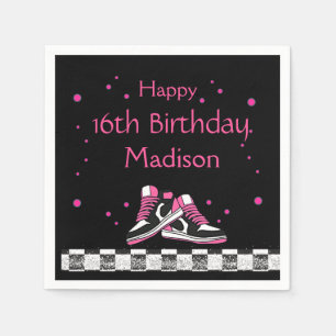 Neon Sneaker Birthday, Glitzer Serviette