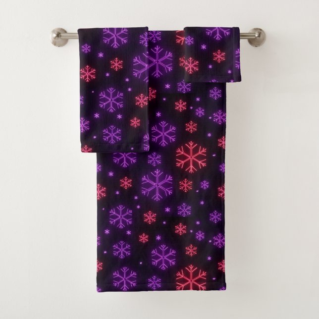 Neon Snowflakes Badhandtuch Set (Insitu)