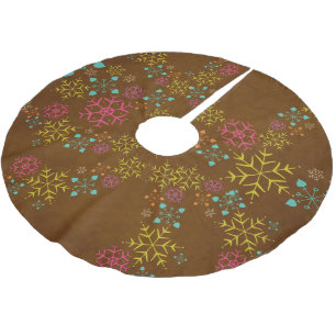 Neon Snowflakes Holiday Tree Skirt Polyester Weihnachtsbaumdecke