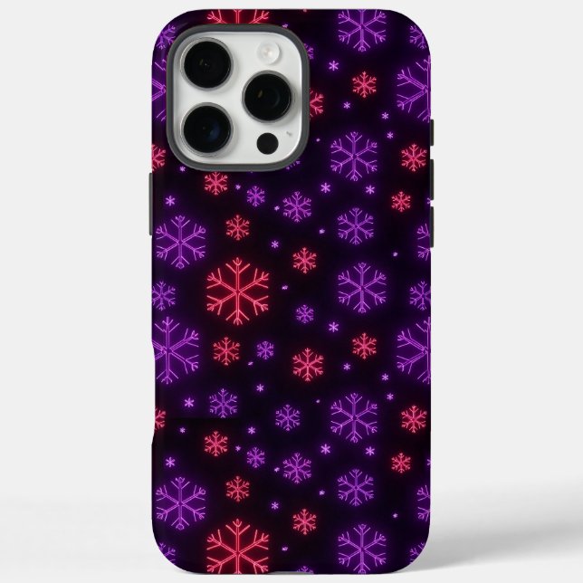 Neon Snowflakes iPhone 16 Pro Max Hülle (Rückseite)
