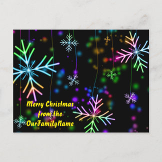 Neon Snowflakes Noël Personnaliser la carte postal