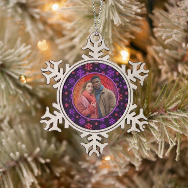 Neon Snowflakes Schneeflocken Zinn-Ornament (Baum)