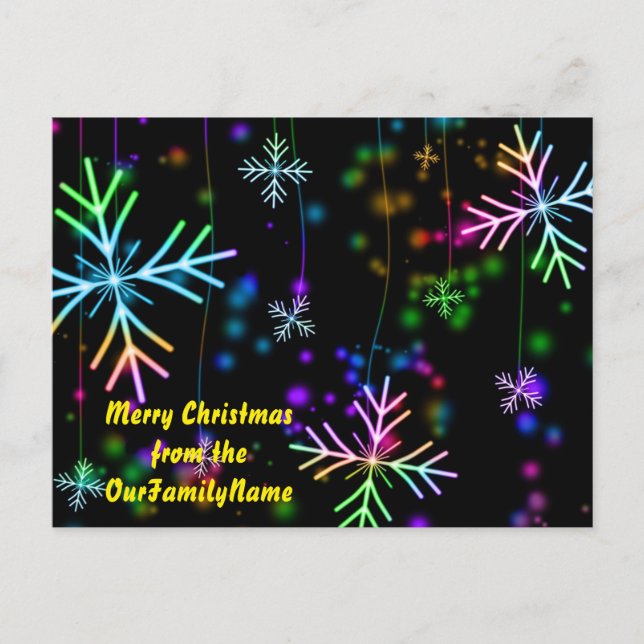 Neon Snowflakes Weihnachten Passen Sie die Postkar Postkarte (Vorderseite)