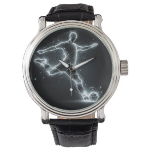 Neon Soccer Player auf schwarz Armbanduhr