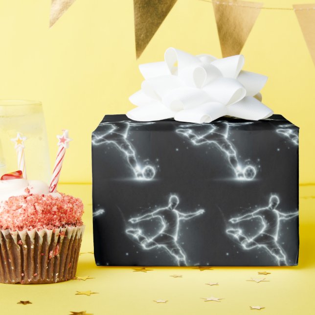 Neon Soccer Player auf schwarz Geschenkpapier (Geburtstagsparty)