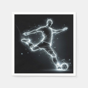 Neon Soccer Player auf schwarz Serviette