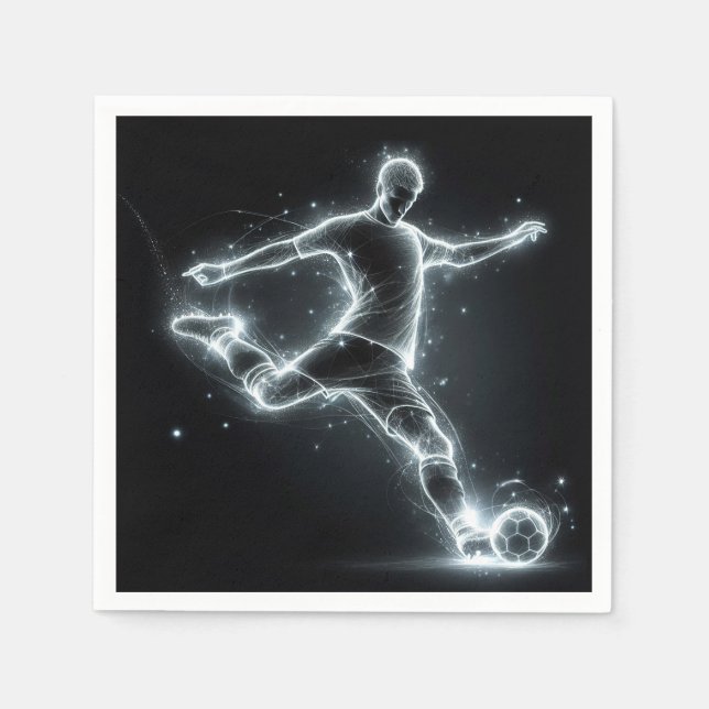 Neon Soccer Player auf schwarz Serviette (Vorderseite)