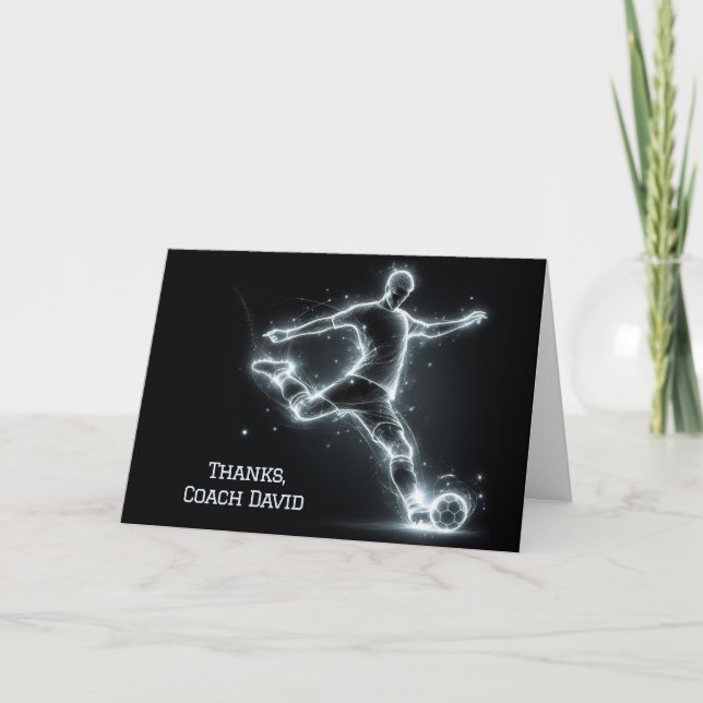 Neon Soccer Player - Coach Danke Karte (Vorderseite)