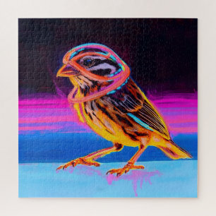 Neon Sparrow mit leuchtenden Akzenten